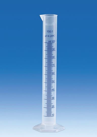 Graduated Cylinder, PP, molded graduations, Class B, 250mL, pk 6