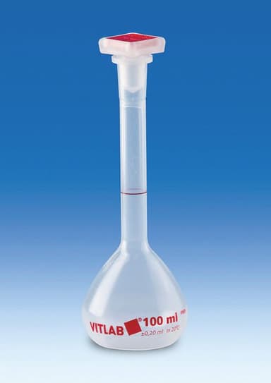 Volumetric flask, PMP, class B with stopper NS 10/19, PP, 10 ml (pack of 2)