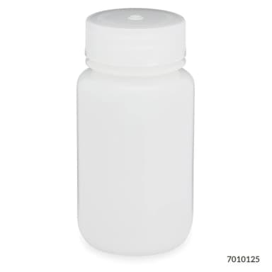 Bottle, Wide Mouth, HDPE Bottle, Attached PP Screw Cap, 125mL, 12/Pack - cs-72