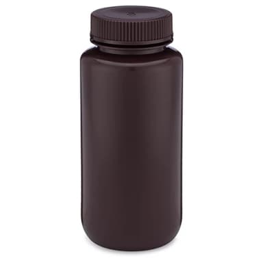 Bottle, Wide Mouth, HDPE Bottle, Attached PP Screw Cap, 500mL, 12/Pack