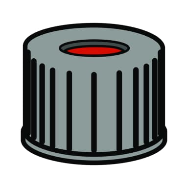 N10 PP screw cap, black, center hole PTFE red/Silicone white/PTFE red
