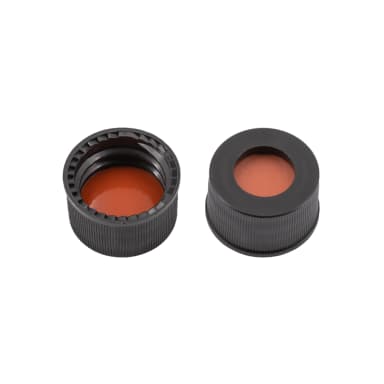 N13 PP screw cap, black, center hole Red Rubber/FEP colorles