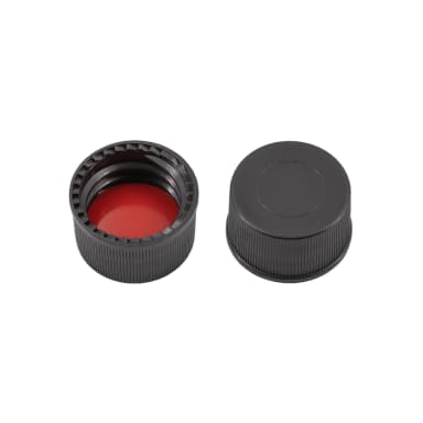 N13 PP screw cap, black, closed top Silicone white/PTFE red