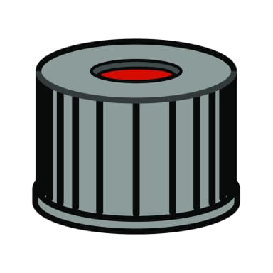 N8 PP screw cap, black, center hole PTFE red/Silicone white/PTFE red