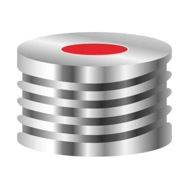 N18 magnetic screw cap, silver, center hole Red Rubber/TEF colorless