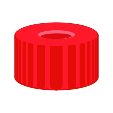 N9 PP screw cap, red, center hole PTFE red/Silicone white/PTFE red