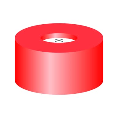 N11 PE snap ring cap, red, center hole Silicone white/PTFE blu