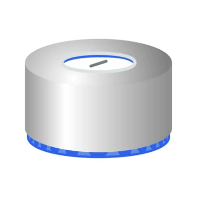 N9 magnetic screw cap, silver, center hole Silicone white/PTFE blue