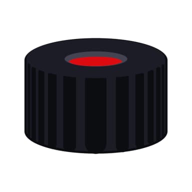 N9 PP screw cap, black, center hole PTFE red/Silicone white/PTFE red