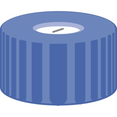 N9 PP screw cap, blue, center hole Silicone white/Polyimide orange