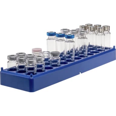 36 position polypropylene vial rack blue