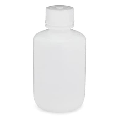 Bottle, Narrow Mouth, HDPE Bottle, Attached PP Screw Cap, 125mL, 12/Pack