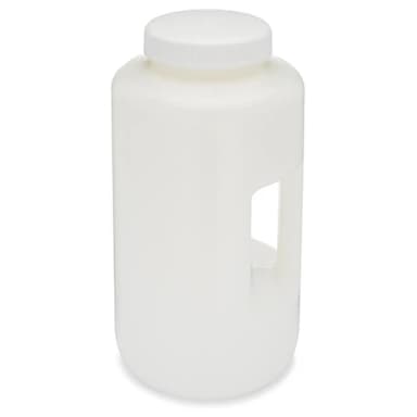 Bottle, Large Wide Mouth with Handle, Round, HDPE Bottle, 100mm PP Screw Cap, 4 Litres (1.0 Gallons)