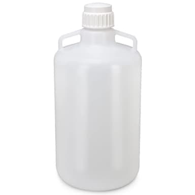 Carboy, Round with Handles, PP, White PP Screwcap, 25 Liter, Molded Graduations, Autoclavable
