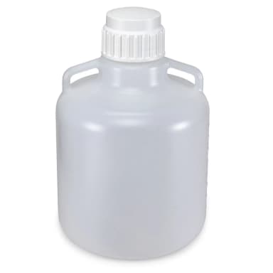 Carboy, Round with Handles, LDPE, White PP Screwcap, 10 Liter, Molded Graduations - CS/6