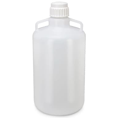 Carboy, Round with Handles, LDPE, White PP Screwcap, 25 Liter, Molded Graduations - CS/4