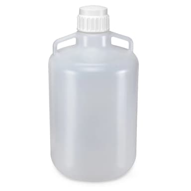 Carboy, Round with Handles, HDPE, White PP Screwcap, 20 Liter, Molded Graduations - CS/4