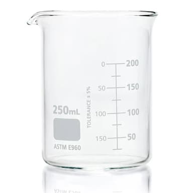 Beaker, Globe Glass, 250mL, Low Form Griffin Style, Dual Graduations, ASTM E960, 12/Box