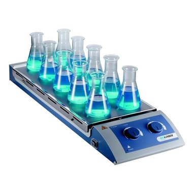 SCI120-HS Analog Magnetic Hotplate Stirrer 10-Channel, s/steel plate, 220-240V, 50/60Hz, UK Plug