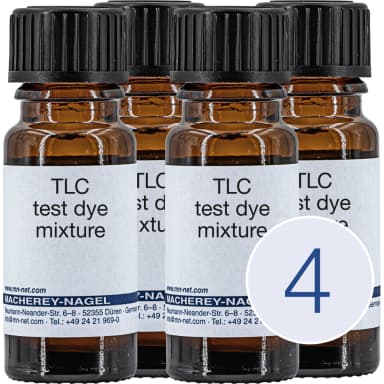 Collection of the 4 individual components of test dye mixture