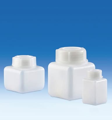 Square Bottle, wide mouth, HDPE, GL65 cap, HDPE, 500mL, pk12