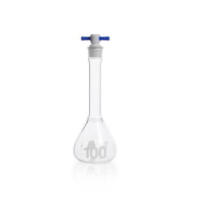 Volumetric Flask, Class A, Heavy Duty, Wide-Mouth, Color Coded PTFE Stopper,100ML