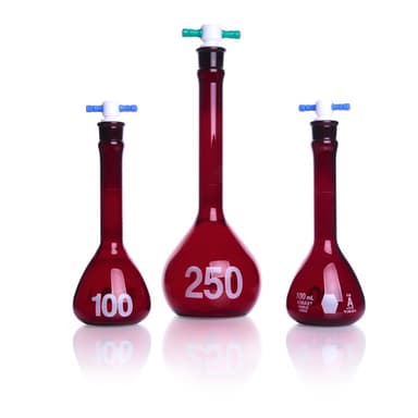 Volumetric Flask, Amber, Class A, Heavy Duty, Wide Mouth, without Stopper,RAYSORB,,200ML