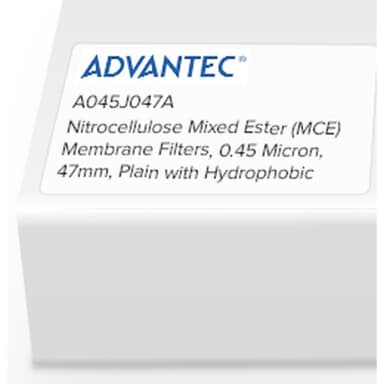 Nitrocellulose Mixed Ester (MCE) Membrane Filters, 0.45 Micron, 47mm, Plain with Hydrophobic Edge, w/o Pad, 100/Pk