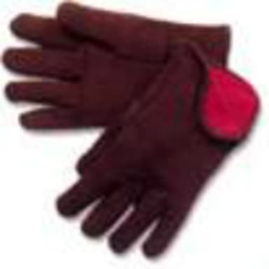 Brown Jersey Gloves - Red Fleece Lined, Bulk, 12/Pk