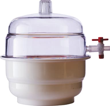 Abdos Vacuum Desiccator with a clear Polycarbonate (PC) top and a white Polypropylene (PP) Plate (Diameter 150 mm) 1/EA