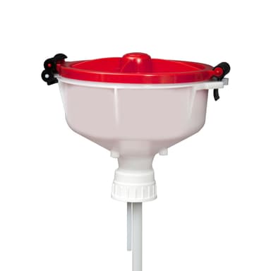EZwaste® 8" Safety Funnel, HDPE, Red Lid, VersaCap 53B, 1/EA