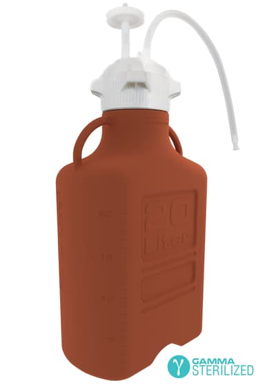 EZBio® Single Use Carboy Assembly, 2.5 L (0.5 Gal) Gamma Sterilized Light Blocking Amber HDPE Carboy for Aseptic Transfer and Sterile Storage with VersaCap 83B (83 mm), Vent and 1/4 in ID TPE Dip Tube, 1/EA