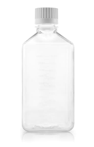 EZBio® Titanium Square, Polyethylene Terephthalate Glycol (PETG) Media Bottles, Sterile Storage Bottles, 38-430 mm VersaCap, 1000mL, 24/CS