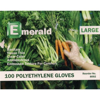 Poly Gloves High Density - Boxed/Packets, Large, 100/Pk