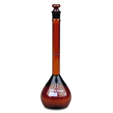 Volumetric Flask, Amber, Class A, Glass Stopper, 1000 mL - Pack 2