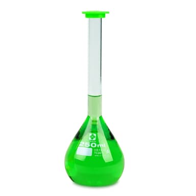 SIBATA VOLUMETRIC FLASKS, CLASS-A, SNAP CAP - 250mL, Pack of 4