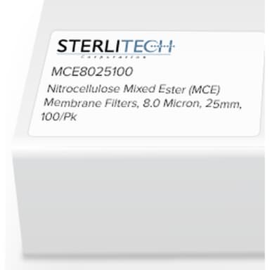 Nitrocellulose Mixed Ester (MCE) Membrane Filters, 8.0 Micron, 25mm, 100/Pk