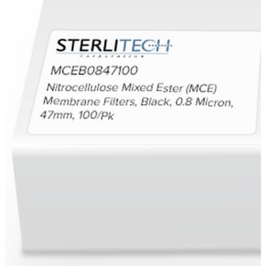 Expired Nitrocellulose Mixed Ester (MCE) Membrane Filters, Black, Sterile, gridded, no-pad, 0.8 Micron, 47mm, 100/Pk