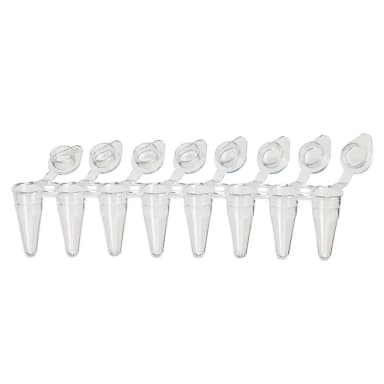 01FW DiamondLink 0.1mL 8-Strip Tubes, Low-Profile, with Individually-Attached Flat Caps, White - CS/1200