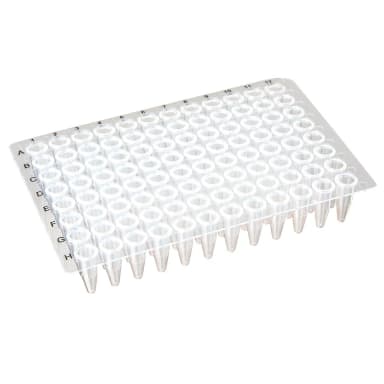 02 0.2mL 96-Well PCR Plate, No Skirt, Flat Top, Clear, CS/100