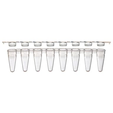 01F 0.1mL 8-Strip Tubes, Low Profile, with Separate 8-Strip Clear Flat Caps, Natural - cs-1250