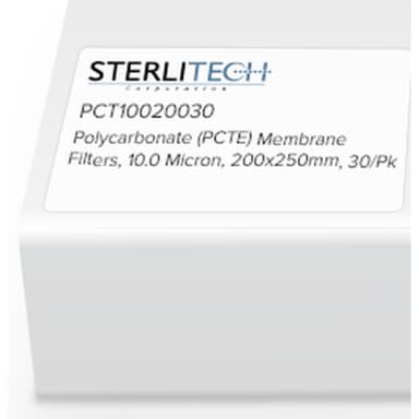 Polycarbonate (PCTE) Membrane Filters, 10.0 Micron, 200 x 250mm, 30/Pk
