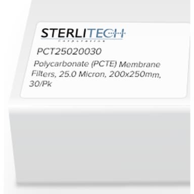 Polycarbonate (PCTE) Membrane Filters, 25.0 Micron, 200 x 250mm, 30/Pk
