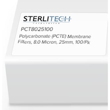 Polycarbonate (PCTE) Membrane Filters, 8.0 Micron, 25mm, 100/Pk