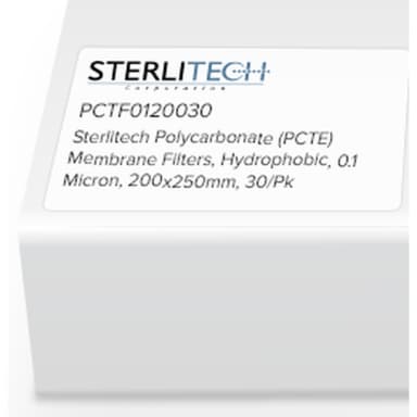 Polycarbonate (PCTE) Membrane Filters, PVP-Free, 0.1 Micron, 200 x 250mm, 30/Pk