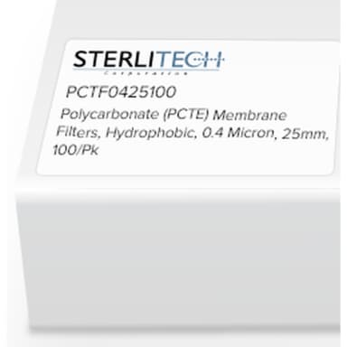 Polycarbonate (PCTE) Membrane Filters, PVP-Free, 0.4 Micron, 25mm, 100/Pk