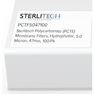 Polycarbonate (PCTE) Membrane Filters, PVP-Free, 5.0 Micron, 47mm, 100/Pk