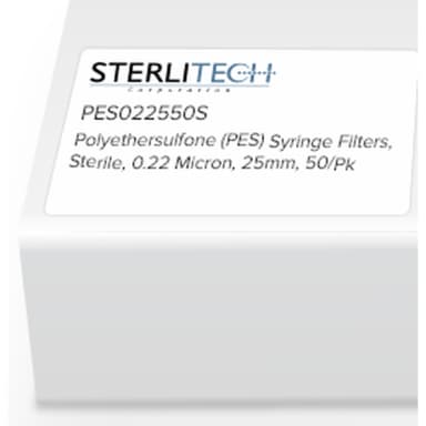 Expired Sterile Polyethersulfone Syringe Filter, 0.22 micron, 25 mm Diameter, 50 Pack, Pre-filter Included