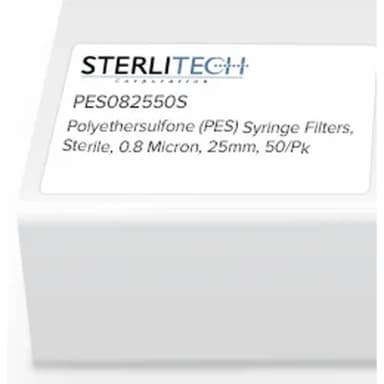 Polyethersulfone (PES) Syringe Filters, Sterile, Abluo, 0.8 Micron, 25mm, 50/Pk
