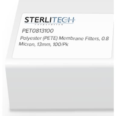 Polyester (PETE) Membrane Filters, 0.8 Micron, 13mm, 100/Pk